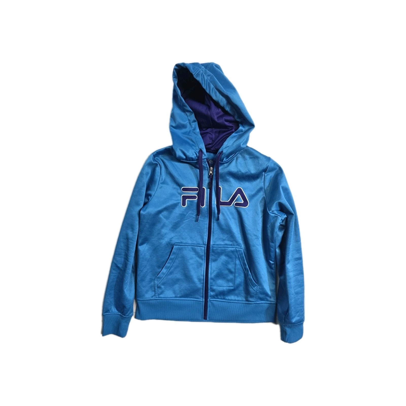 Fila Women's Shiny Blue Full Zip Hoodie Size Small Logo